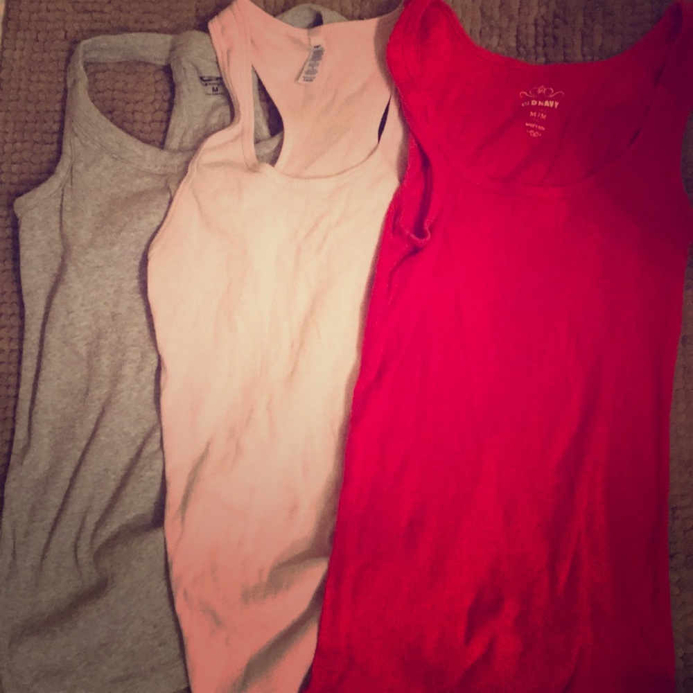 three regular cotton tank tops